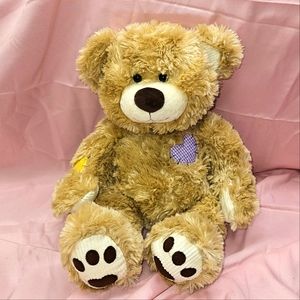 Build A Bear Tan Fuzzy Hair Big Paws Patches Bear Plush